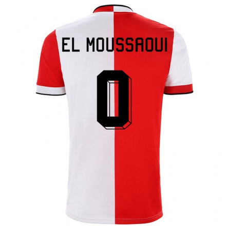 Homme Football Maillot Ilyas el Moussaoui #0 Rouge Blanc Tenues Domicile 2021/22 T-Shirt