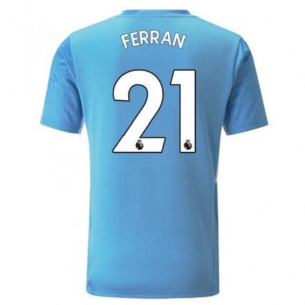 Homme Football Maillot Ferran Torres #21 Bleu Tenues Domicile 2021/22 T-Shirt