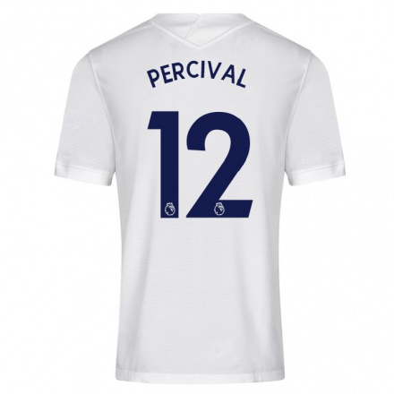 Homme Football Maillot Ria Percival #12 Blanche Tenues Domicile 2021/22 T-Shirt