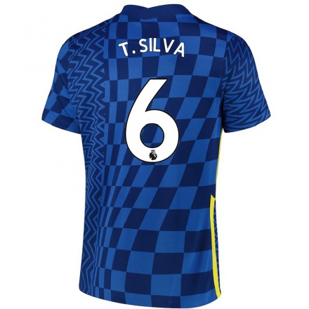 Homme Football Maillot Thiago Silva #6 Bleu Foncé Tenues Domicile 2021/22 T-Shirt