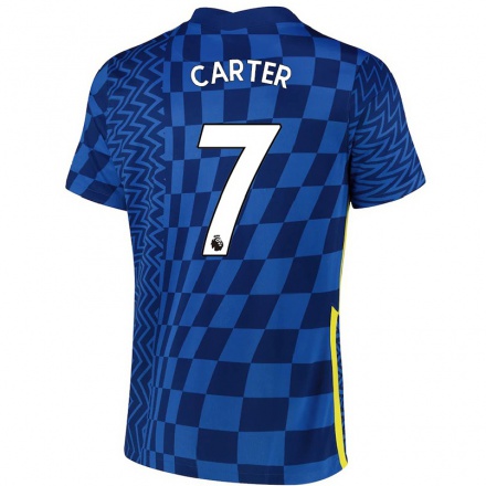 Homme Football Maillot Jess Carter #7 Bleu Foncé Tenues Domicile 2021/22 T-shirt