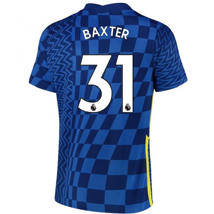 Homme Football Maillot Nathan Baxter #31 Bleu Foncé Tenues Domicile 2021/22 T-Shirt