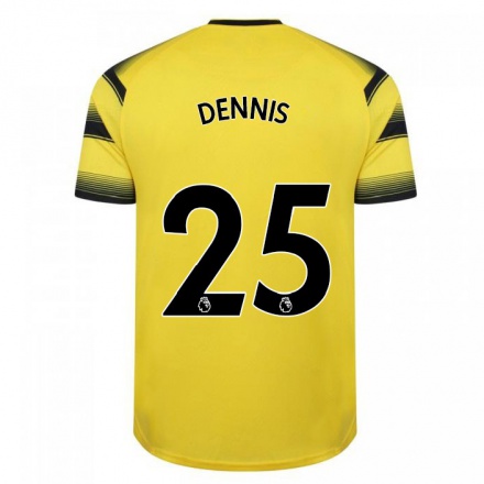 Homme Football Maillot Emmanuel Dennis #25 Jaune Noir Tenues Domicile 2021/22 T-shirt