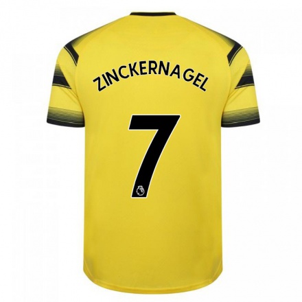 Homme Football Maillot Philip Zinckernagel #7 Jaune Noir Tenues Domicile 2021/22 T-shirt