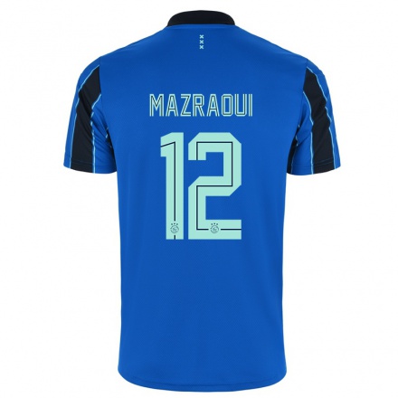 Homme Football Maillot Noussair Mazraoui #12 Bleu Noir Tenues Extérieur 2021/22 T-Shirt