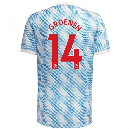 Homme Football Maillot Jackie Groenen #14 Bleu Blanc Tenues Extérieur 2021/22 T-Shirt