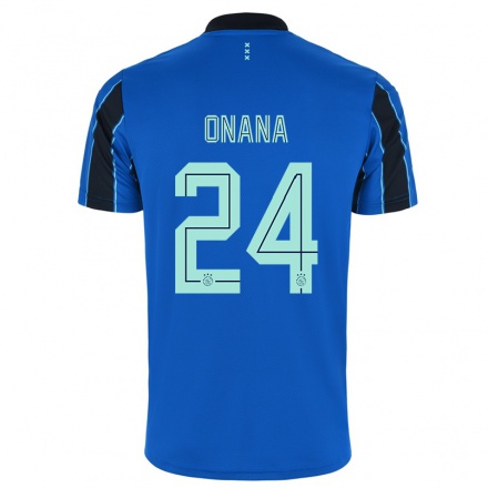 Homme Football Maillot Andre Onana #24 Bleu Noir Tenues Extérieur 2021/22 T-Shirt