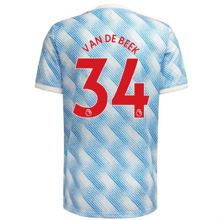 Homme Football Maillot Donny van de Beek #34 Bleu Blanc Tenues Extérieur 2021/22 T-Shirt