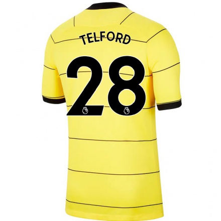 Homme Football Maillot Carly Telford #28 Jaune Tenues Extérieur 2021/22 T-Shirt
