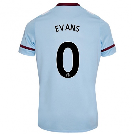 Homme Football Maillot Isaac Evans #0 Bleu Ciel Tenues Extérieur 2021/22 T-Shirt