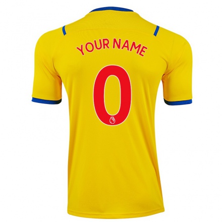 Homme Football Maillot Votre Nom #0 Jaune Tenues Extérieur 2021/22 T-Shirt
