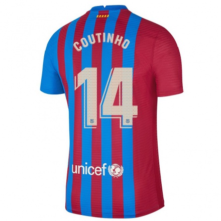 Homme Football Maillot Philippe Coutinho #14 Bleu Marron Tenues Domicile 2021/22 T-shirt