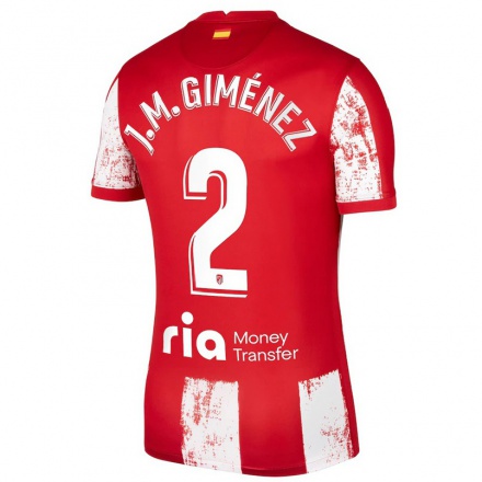 Homme Football Maillot Jose Maria Gimenez #2 Rouge Blanc Tenues Domicile 2021/22 T-shirt