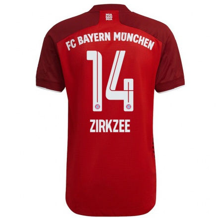 Homme Football Maillot Joshua Zirkzee #14 Rouge Foncé Tenues Domicile 2021/22 T-shirt