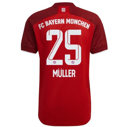 Homme Football Maillot Thomas Muller #25 Rouge Foncé Tenues Domicile 2021/22 T-shirt