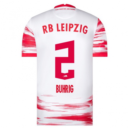 Homme Football Maillot Ey Buhrig #2 Rouge Blanc Tenues Domicile 2021/22 T-Shirt