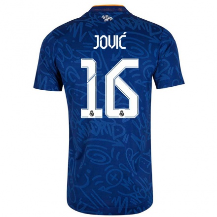 Homme Football Maillot Luka Jovic #18 Bleu Foncé Tenues Extérieur 2021/22 T-Shirt