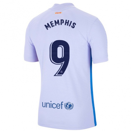 Homme Football Maillot Memphis Depay #9 Mauve Clair Tenues Extérieur 2021/22 T-Shirt