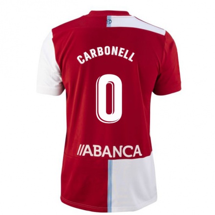 Homme Football Maillot Àlex Carbonell #0 Rouge Blanc Tenues Extérieur 2021/22 T-Shirt