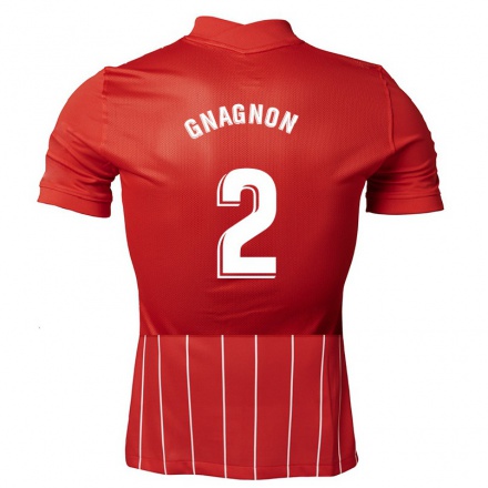 Homme Football Maillot Joris Gnagnon #2 Rouge Foncé Tenues Extérieur 2021/22 T-Shirt