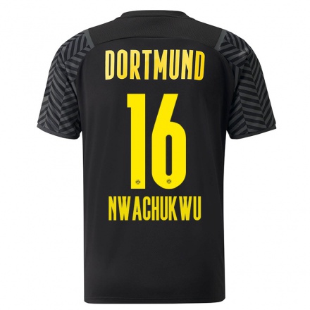Homme Football Maillot Isaak Nwachukwu #16 Gris Noir Tenues Extérieur 2021/22 T-Shirt