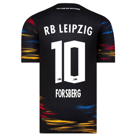 Homme Football Maillot Emil Forsberg #10 Noir Jaune Tenues Extérieur 2021/22 T-Shirt