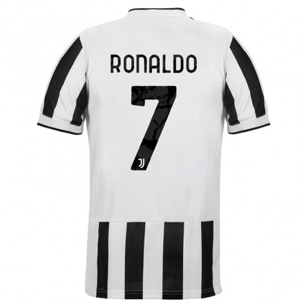 Homme Football Maillot Cristiano Ronaldo #7 Blanc Noir Tenues Domicile 2021/22 T-shirt