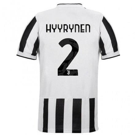 Homme Football Maillot Tuija Hyyrynen #2 Blanc Noir Tenues Domicile 2021/22 T-shirt