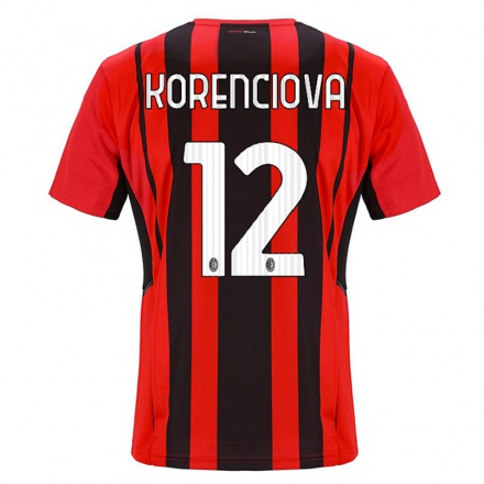 Homme Football Maillot Maria Korenciova #12 Rouge Noir Tenues Domicile 2021/22 T-Shirt
