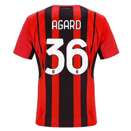 Homme Football Maillot Laura Agard #36 Rouge Noir Tenues Domicile 2021/22 T-Shirt
