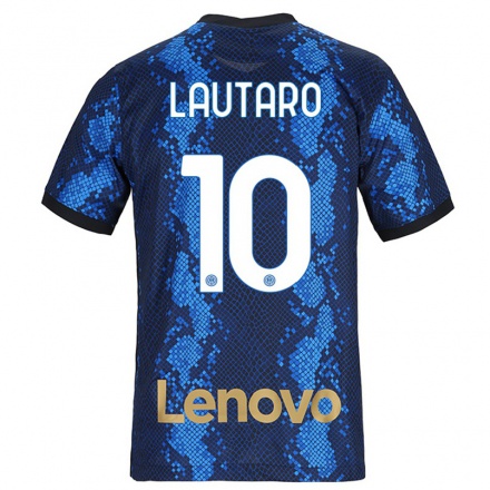 Homme Football Maillot Lautaro Martinez #10 Bleu Foncé Tenues Domicile 2021/22 T-shirt