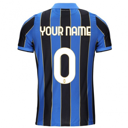 Homme Football Maillot Votre Nom #0 Noir Bleu Tenues Domicile 2021/22 T-Shirt
