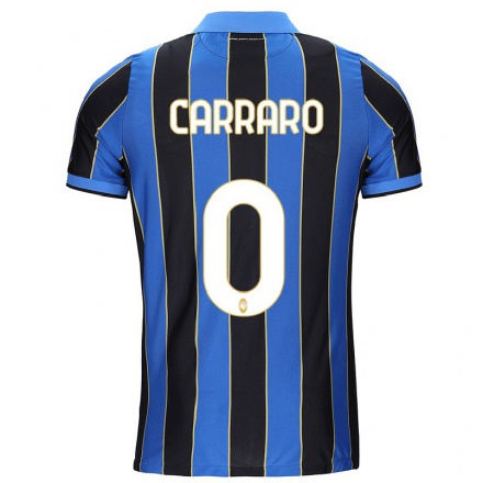 Homme Football Maillot Marco Carraro #0 Noir Bleu Tenues Domicile 2021/22 T-Shirt