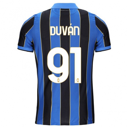 Homme Football Maillot Duvan Zapata #91 Noir Bleu Tenues Domicile 2021/22 T-Shirt