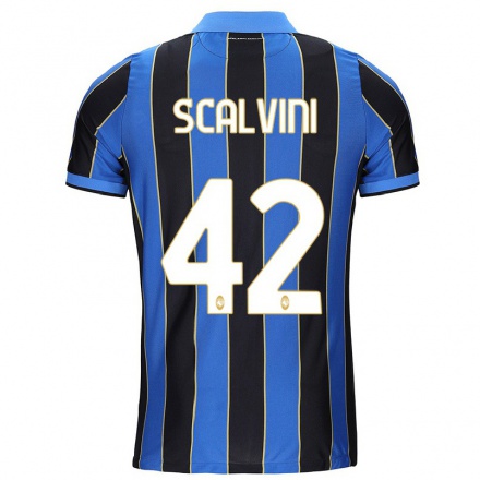 Homme Football Maillot Giorgio Scalvini #42 Noir Bleu Tenues Domicile 2021/22 T-Shirt