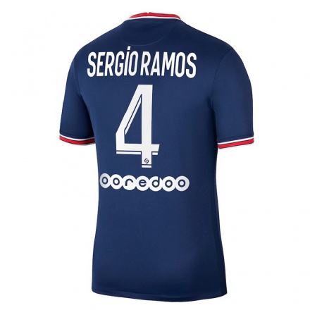 Homme Football Maillot Sergio Ramos #4 Bleu Foncé Tenues Domicile 2021/22 T-shirt