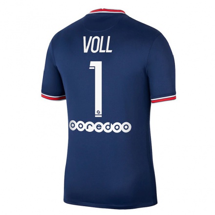 Homme Football Maillot Charlotte Voll #1 Bleu Foncé Tenues Domicile 2021/22 T-Shirt