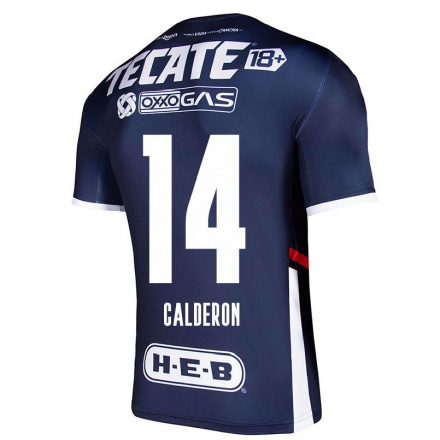 Homme Football Maillot Alejandra Calderon #14 Bleu Marin Tenues Domicile 2021/22 T-Shirt
