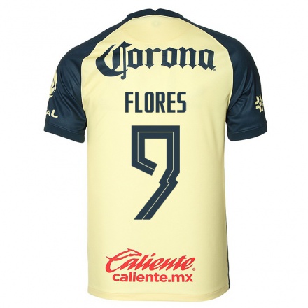 Homme Football Maillot Daniela Flores #9 Jaune Tenues Domicile 2021/22 T-Shirt