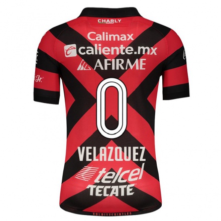 Homme Football Maillot Julian Velazquez #0 Rouge Noir Tenues Domicile 2021/22 T-shirt