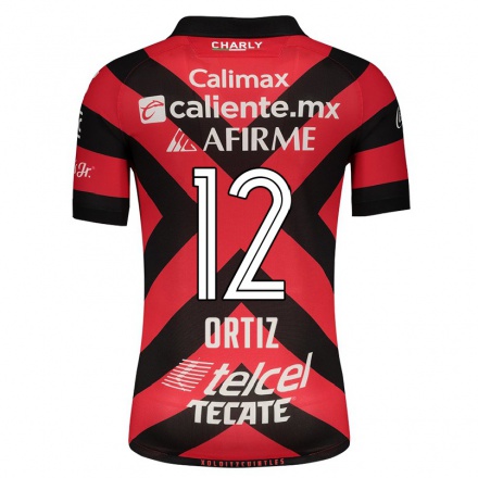Homme Football Maillot Christian Ortiz #12 Rouge Noir Tenues Domicile 2021/22 T-shirt