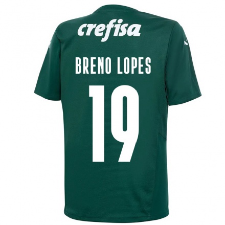 Homme Football Maillot Breno Lopes #19 Vert Foncé Tenues Domicile 2021/22 T-Shirt