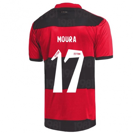 Homme Football Maillot Hugo Moura #17 Rouge Noir Tenues Domicile 2021/22 T-shirt
