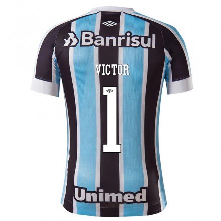 Homme Football Maillot Paulo Victor #1 Bleu Noir Tenues Domicile 2021/22 T-Shirt