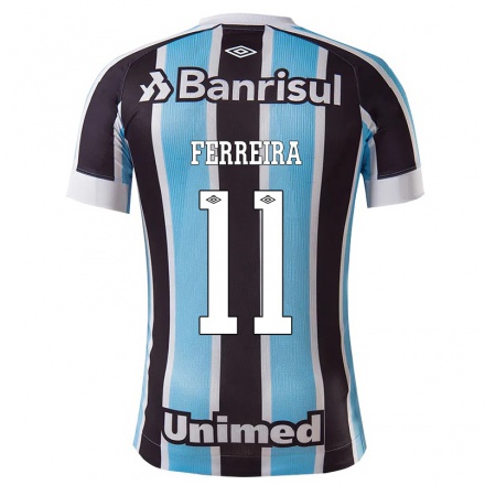 Homme Football Maillot Ferreira #11 Bleu Noir Tenues Domicile 2021/22 T-Shirt