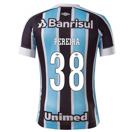 Homme Football Maillot Leo Pereira #38 Bleu Noir Tenues Domicile 2021/22 T-Shirt