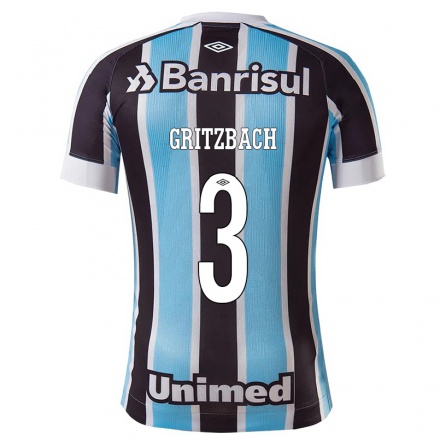 Homme Football Maillot Fernanda Gritzbach #3 Bleu Noir Tenues Domicile 2021/22 T-Shirt