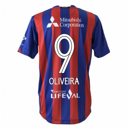 Homme Football Maillot Diego Oliveira #9 Rouge Bleu Tenues Domicile 2021/22 T-shirt