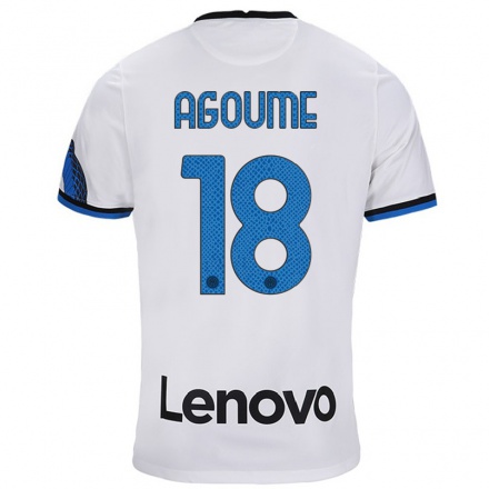 Homme Football Maillot Lucien Agoume #18 Blanc Bleu Tenues Extérieur 2021/22 T-Shirt