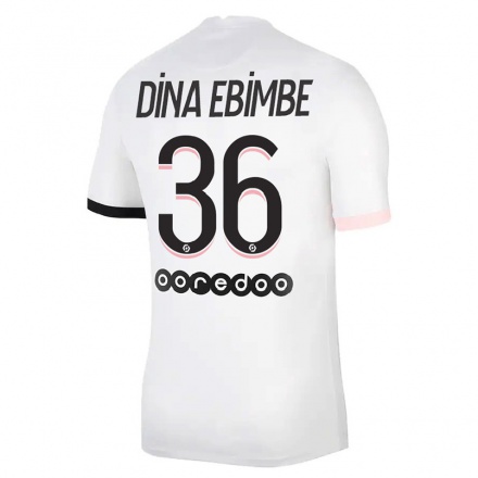 Homme Football Maillot Junior Dina Ebimbe #36 Blanc Rose Tenues Extérieur 2021/22 T-Shirt